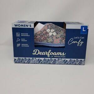 Dreamfoams‎ Slipper Memory Foam Blue Floral Women's Size L 9-10 Slip On Comfort